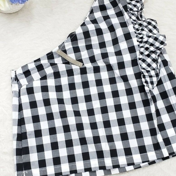 J. Crew Maybe One-Shoulder Mix Gingham Top - Picture 4 of 8